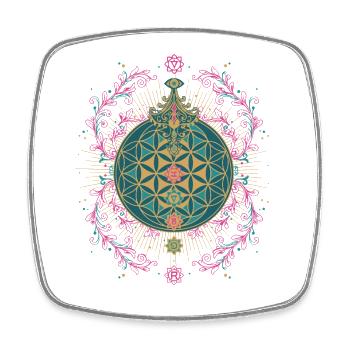 Spiritualität Heilige Geometrie Lotusblume Zen - Viereckiger Kühlschrankmagnet - Weiß - Vorne