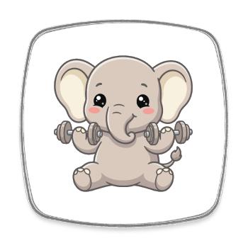 baby elefant mit hanteln fitness gym motiv - Viereckiger Kühlschrankmagnet - Weiß - Vorne