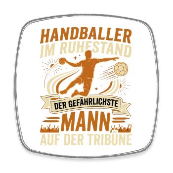 Handballer im Ruhestand: Gefährlichster Mann - Viereckiger Kühlschrankmagnet - Weiß - Vorne
