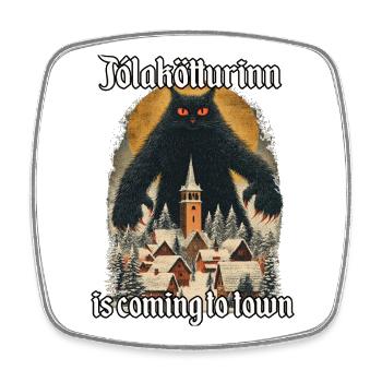 Jólakötturinn Yule Cat Isländische Weihnachtskatze - Viereckiger Kühlschrankmagnet - Weiß - Vorne