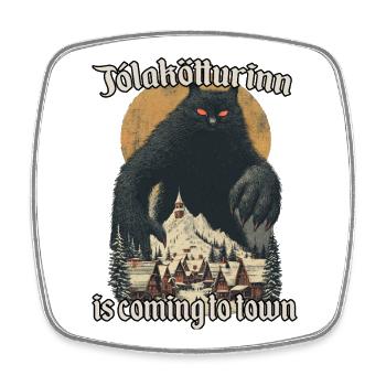Riesige Schwarze Katze Isländische Weihnachtsnacht - Viereckiger Kühlschrankmagnet - Weiß - Vorne