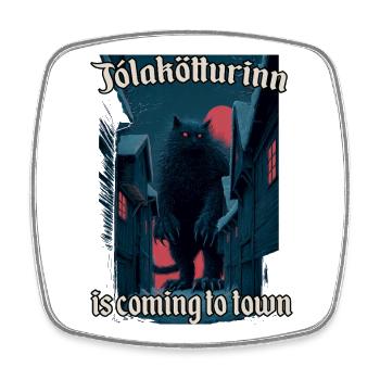 Yule Cat Fabelwesen ólakötturinn - Viereckiger Kühlschrankmagnet - Weiß - Vorne