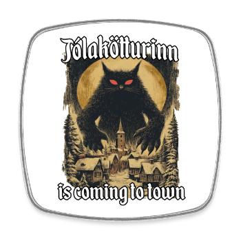 Jólakötturinn Wilde Nordische Weihnachtskatze - Viereckiger Kühlschrankmagnet - Weiß - Vorne