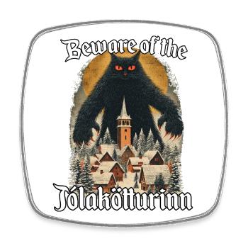 Yule Cat Jólakötturinn Icelandic Christmas Cat - Square fridge magnet - white - Front