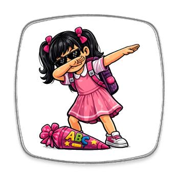Dabbing ABC-Schützin schwarze Haare - Viereckiger Kühlschrankmagnet - Weiß - Vorne