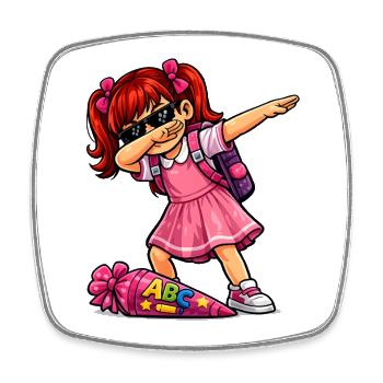 Dabbing ABC-Schützin rote Haare (Ginger) - Viereckiger Kühlschrankmagnet - Weiß - Vorne