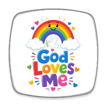 God Loves Me Rainbow - Square fridge magnet - white - Front