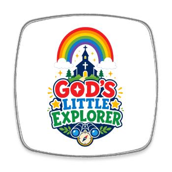 Le petit explorateur de Dieu - Magnet carré - blanc - Devant