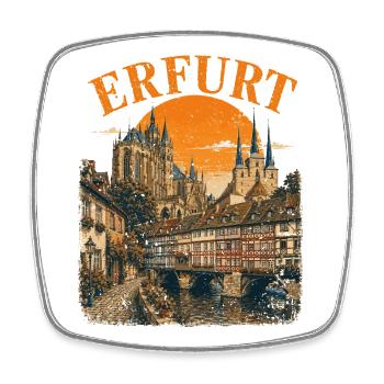  Vintage Erfurt Skyline historische Straßenansicht - Viereckiger Kühlschrankmagnet - Weiß - Vorne