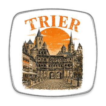  Vintage Trier Skyline historische Straßenansicht - Viereckiger Kühlschrankmagnet - Weiß - Vorne