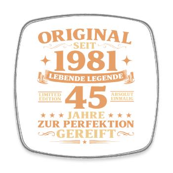 Original Baujahr 1981 geboren 45. Geburtstag - Viereckiger Kühlschrankmagnet - Weiß - Vorne