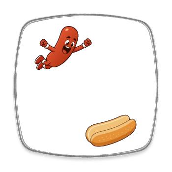 Hotdog springt ins Brötchen – Hotdog zum 4. Juli - Viereckiger Kühlschrankmagnet - Weiß - Vorne