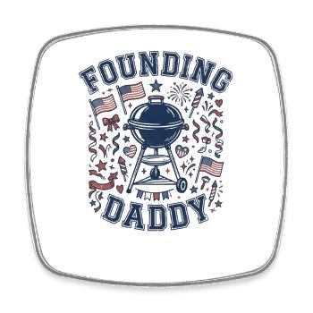 Daddy BBQ Grill – Post drôle du 4 juillet - Magnet carré - blanc - Devant