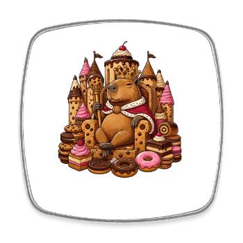 Royal Capybara in the Dessert Kingdom - Square fridge magnet - white - Front