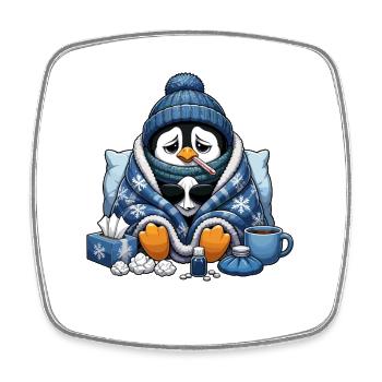 Tenue câline de pingouin d’hiver avec froid - Magnet carré - blanc - Devant