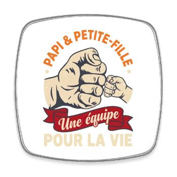 Grandpa and Granddaughter Team for Vintage Life - Square fridge magnet - white - Front