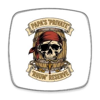 Papa Private Rum Reserve Pirate Vintage - Square fridge magnet - white - Front