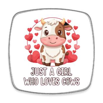 Cow love in the heart circle - Square fridge magnet - white - Front