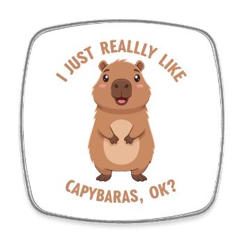 Capybara Love Ok - Square fridge magnet - white - Front