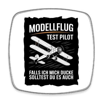  Modellflug Test Pilot Falls Ich Mich Ducke - Viereckiger Kühlschrankmagnet - Weiß - Vorne
