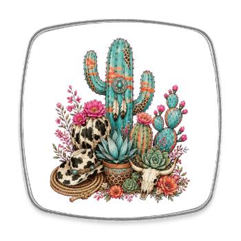 Kakteen-Gartenkakteen - Viereckiger Kühlschrankmagnet - Weiß - Vorne