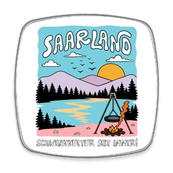 Saarland, Schwenkkultur seit immer!  - Viereckiger Kühlschrankmagnet - Weiß - Vorne
