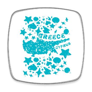 Carte chypriote turquoise vintage - Magnet carré - blanc - Devant