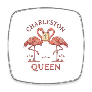 Mahjong Charleston Queen Flamingo - Viereckiger Kühlschrankmagnet - Weiß - Vorne
