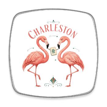 Mahjong Charleston Queen Flamingo - Viereckiger Kühlschrankmagnet - Weiß - Vorne