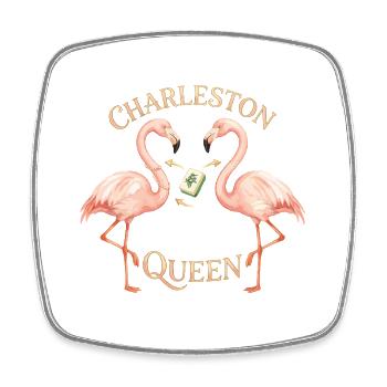 Mahjong Charleston Queen Flamingo - Viereckiger Kühlschrankmagnet - Weiß - Vorne