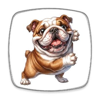 Happy Bulldog Motif - Square fridge magnet - white - Front