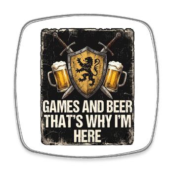 Mittelalter Spiele Und Bier - Viereckiger Kühlschrankmagnet - Weiß - Vorne
