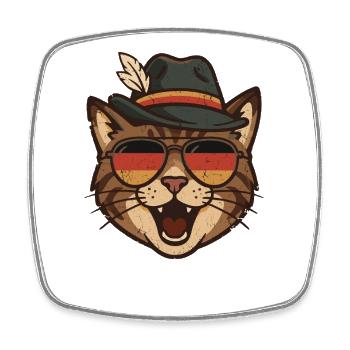 Vintage Deutsche Katze Lustig - Viereckiger Kühlschrankmagnet - Weiß - Vorne