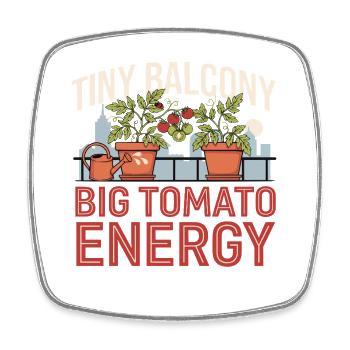 Kleiner Balkon Große Tomatenenergie - Viereckiger Kühlschrankmagnet - Weiß - Vorne