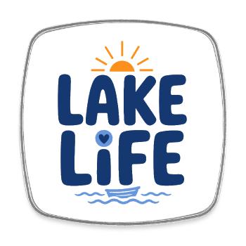 Lake Life Sunset Logo - Viereckiger Kühlschrankmagnet - Weiß - Vorne