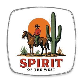 Spirit of the West Cowboy - Viereckiger Kühlschrankmagnet - Weiß - Vorne