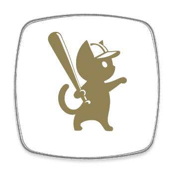 Minimalistische Katzen-Baseballspieler Silhouette - Viereckiger Kühlschrankmagnet - Weiß - Vorne