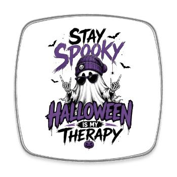 Restez effrayant – Halloween est mon pourpre thérapeutique - Magnet carré - blanc - Devant