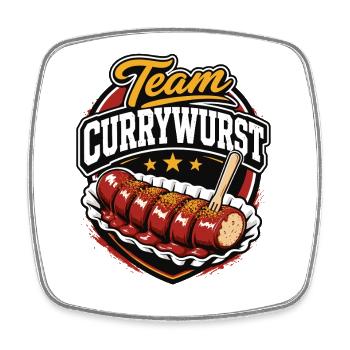 Team Currywurst | Fast Food Kult - Viereckiger Kühlschrankmagnet - Weiß - Vorne