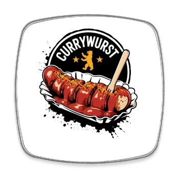 Currywurst Berlin - Viereckiger Kühlschrankmagnet - Weiß - Vorne