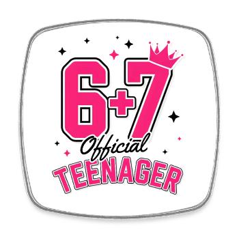 13th Birthday Shirt Funny Meme 67th Birthday 13 - Square fridge magnet - white - Front
