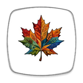Feuille arc-en-ciel avec motifs botaniques - Magnet carré - blanc - Devant