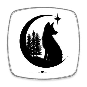 Fox Moon Forest - Square fridge magnet - white - Front
