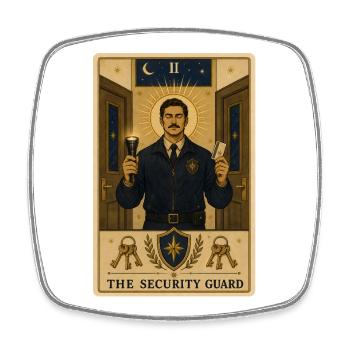 Agent de sécurité | Tarot de sécurité - Magnet carré - blanc - Devant