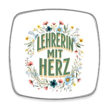 Lehrerin mit Herz! - Viereckiger Kühlschrankmagnet - Weiß - Vorne