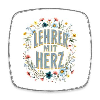 Lehrer mit Herz! - Viereckiger Kühlschrankmagnet - Weiß - Vorne