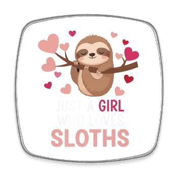 Faultierliebe: Just a Girl Sloths - Viereckiger Kühlschrankmagnet - Weiß - Vorne
