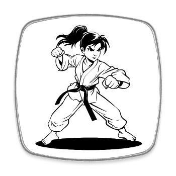 Karate Girl Comic Look - Magnet carré - blanc - Devant