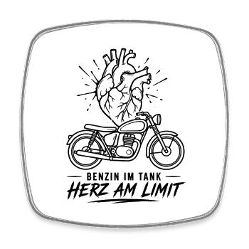 Herz am Limit Motorrad - Viereckiger Kühlschrankmagnet - Weiß - Vorne