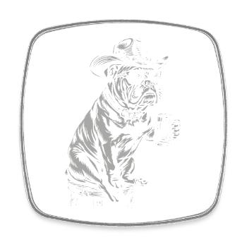 Cowboy Hund Bier Lustiger Bulldogge - Viereckiger Kühlschrankmagnet - Weiß - Vorne